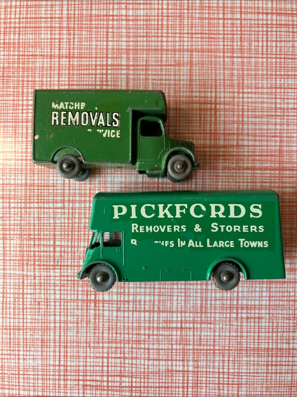 Set of two vintage Lesney England diecast Removal Moving Trucks